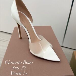 Gianvito Rossi White and Tan Heels